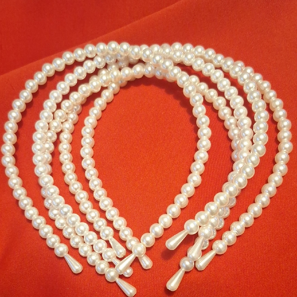 Elegant Pearl Headbands 5 In One Set